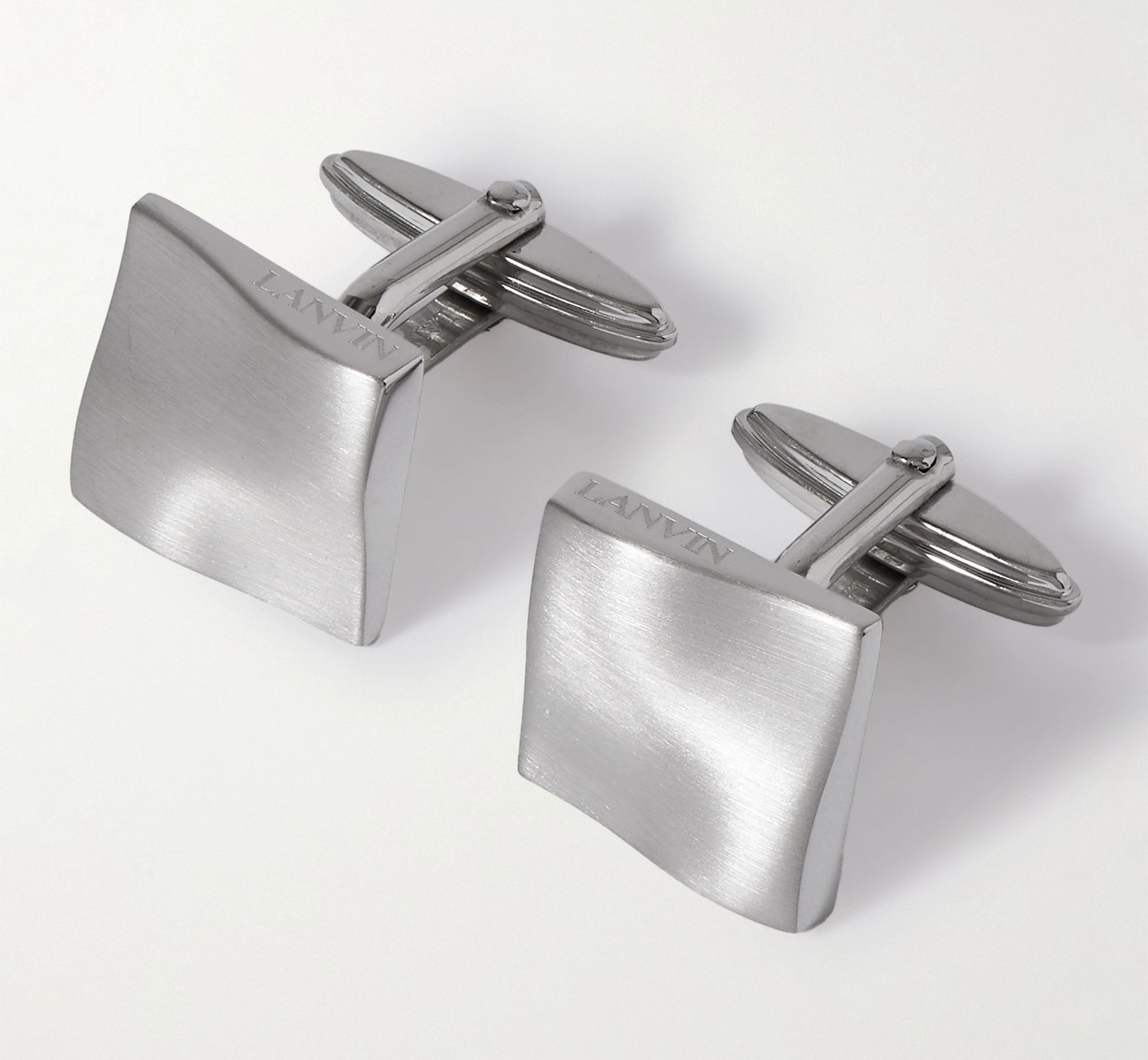 silver curved Lanvin cufflinks