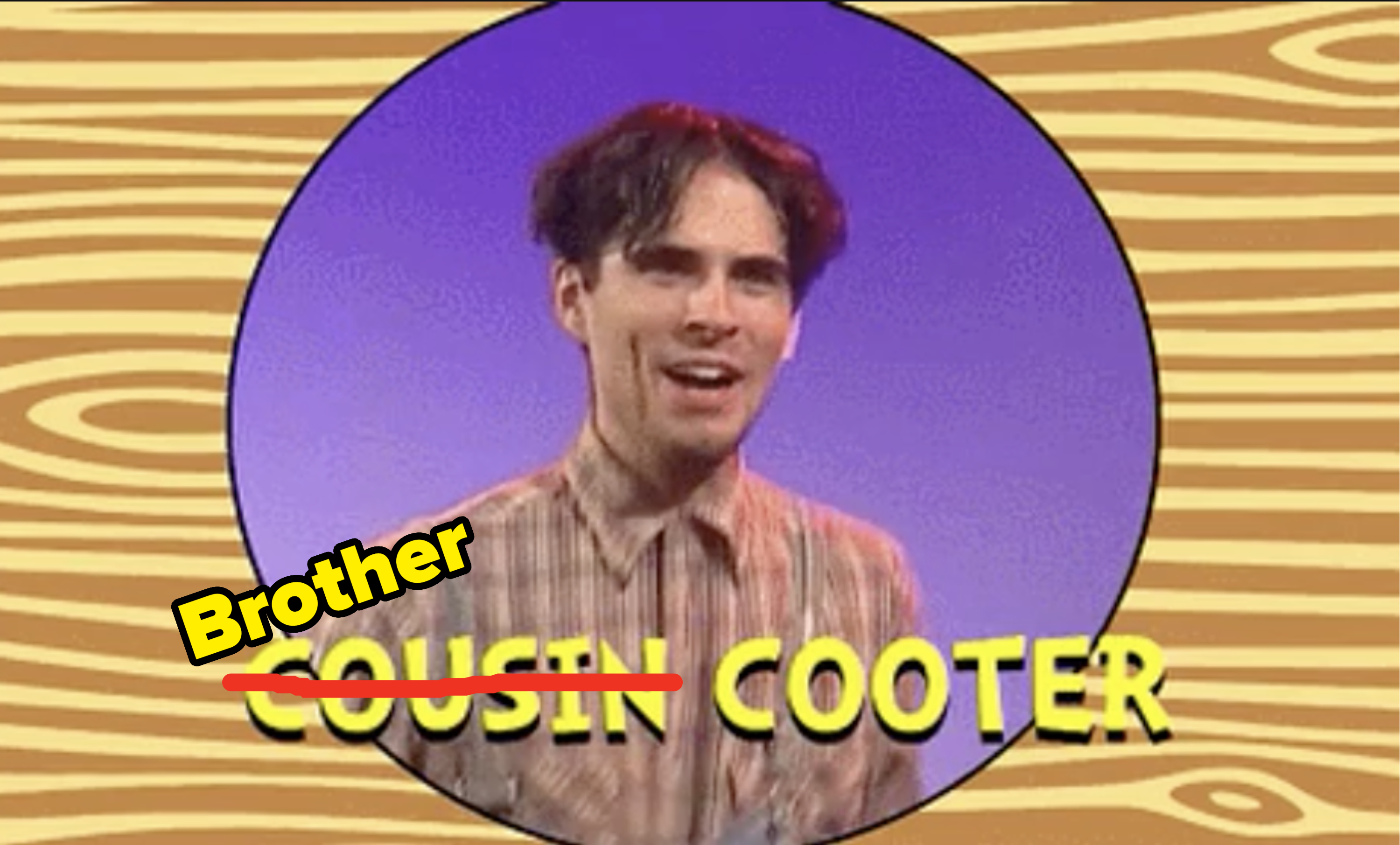 circle around a person with the label cousin cooter scratched out to add brother cooter