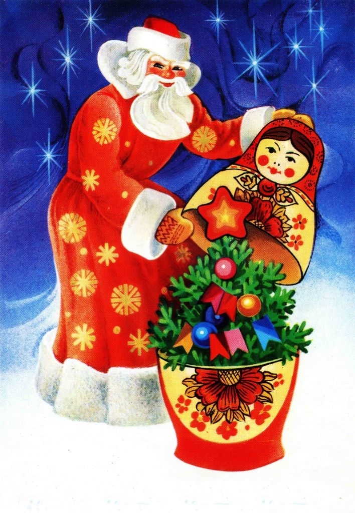 santa with a russian doll