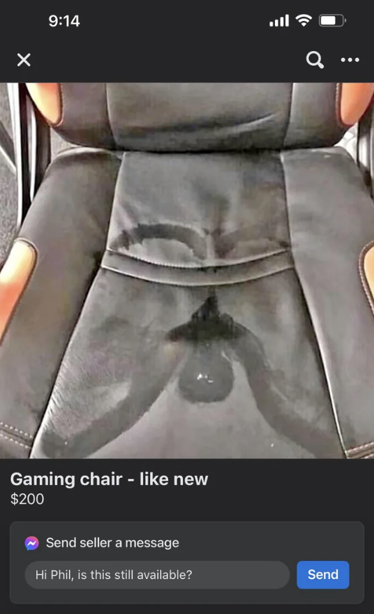 Sweat stains on the chair