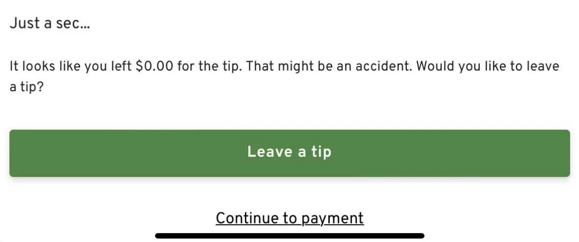 it looks like you left 0 for the tip that must be an accident