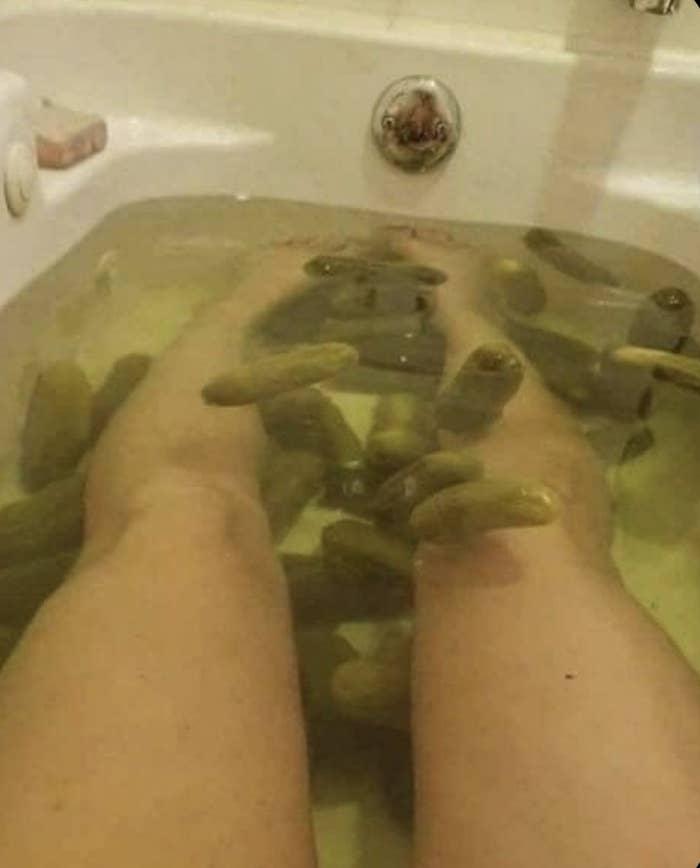 someone bathing in pickles