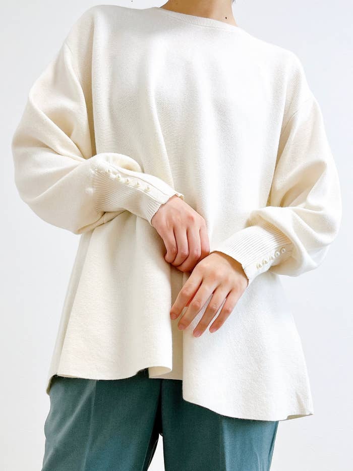 GLOBAL WORK（グローバルワーク）のオススメのニット「メルティペプラムパールプルオーバー／969689」