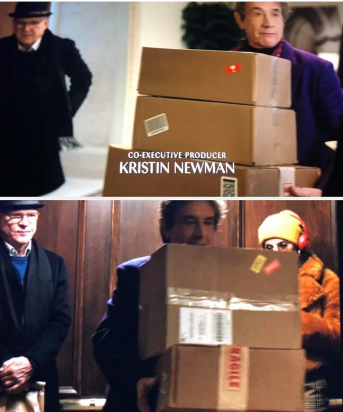 the two different boxes in the scene