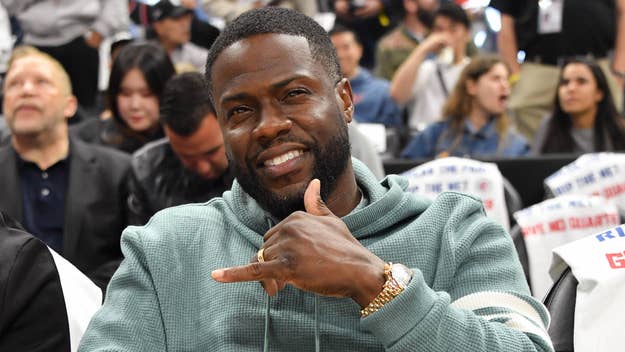 kevin hart sitting courtside