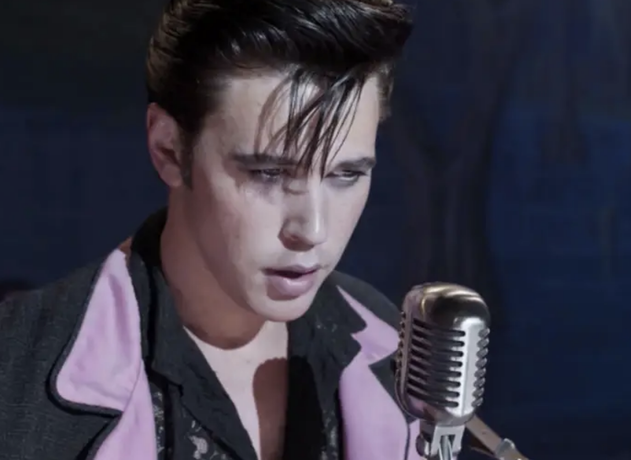 Close-up of Austin as Elvis