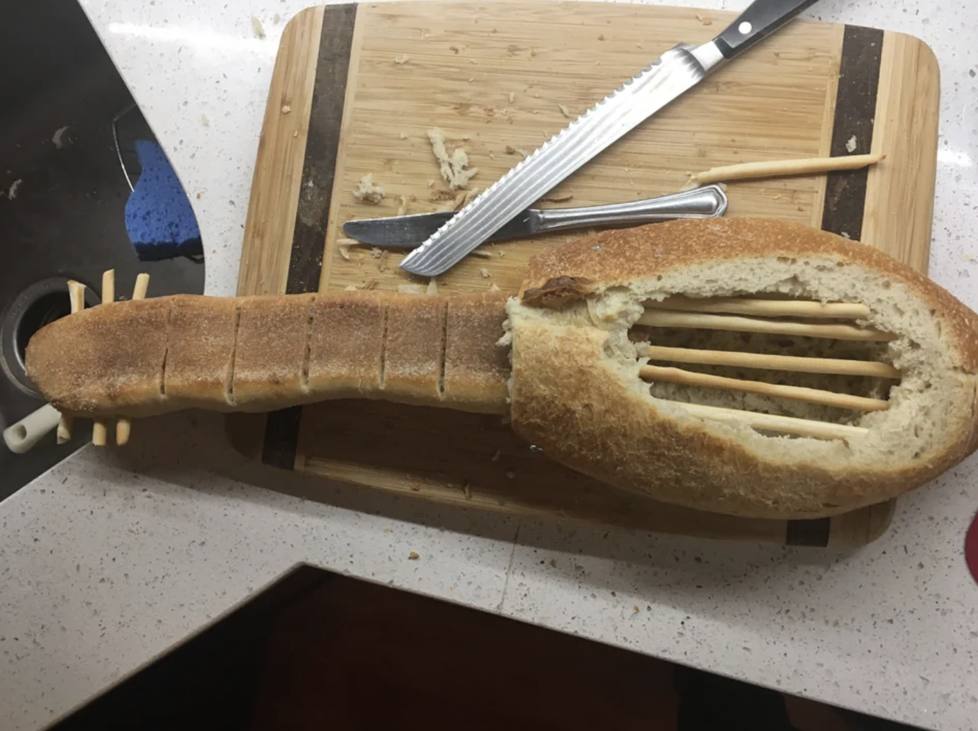 loaf of bread in the shape of a guitar