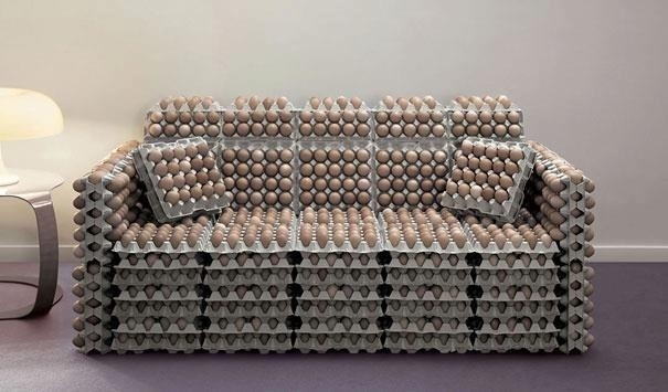 A couch made of eggs