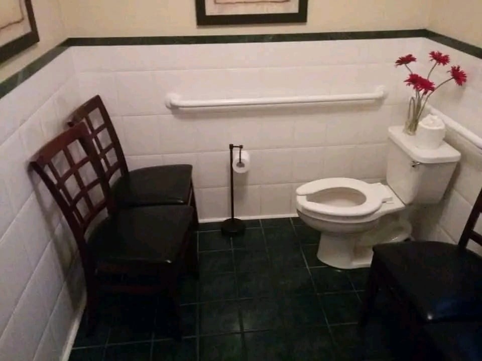 Chairs in front of a toilet