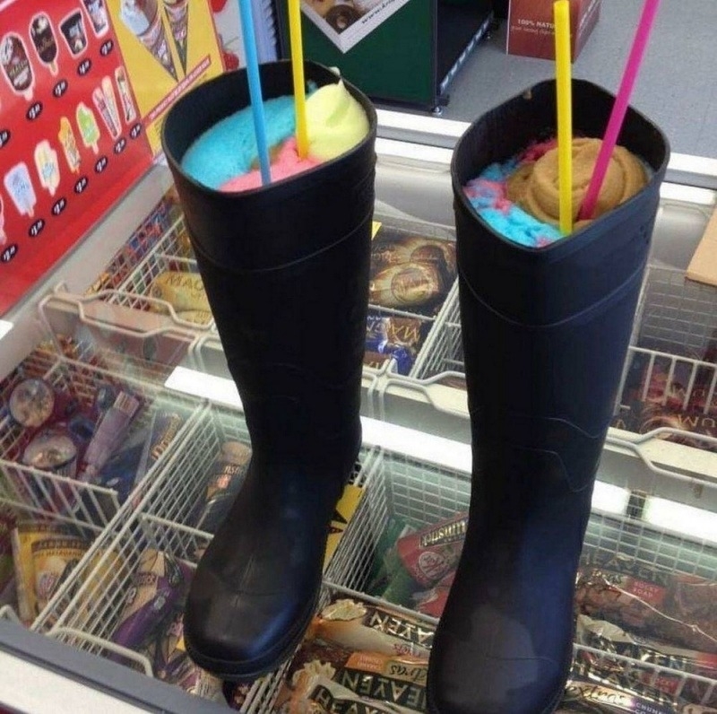 Boots filled with ice cream