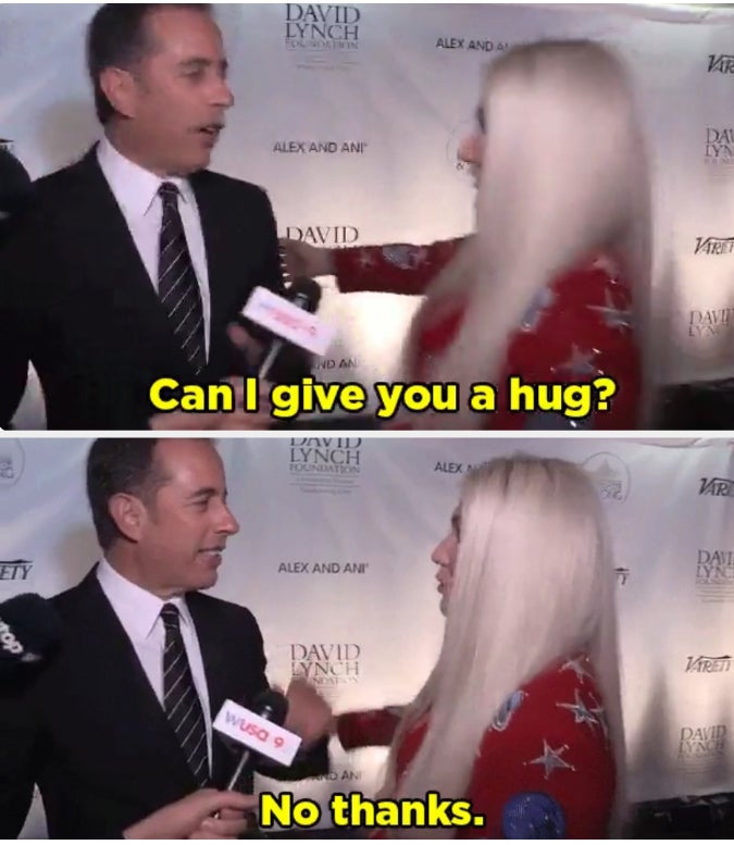 Kesha asks Jerry for a hug and he says no thanks
