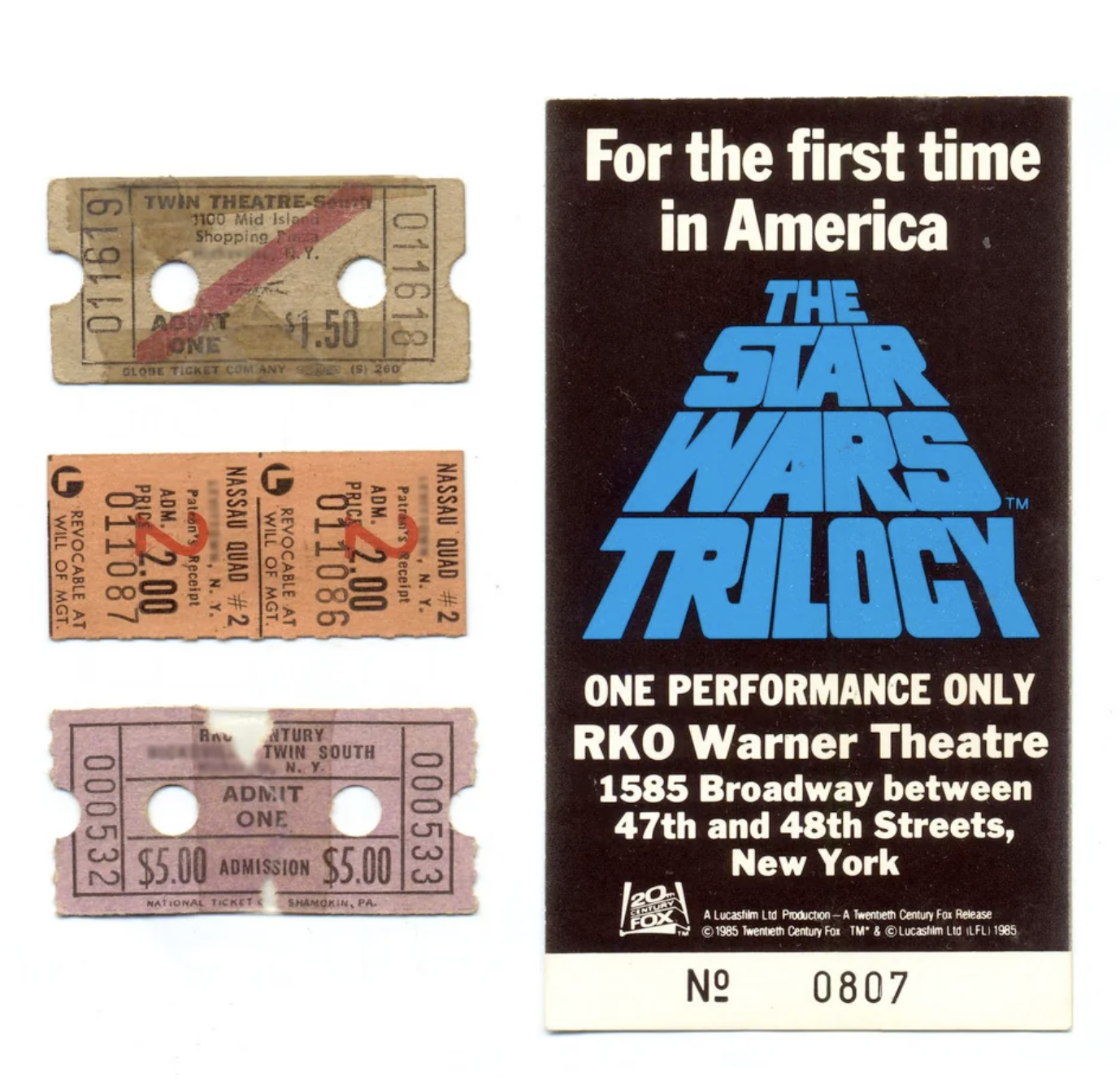 Scans of the original &quot;Star Wars&quot; trilogy movie ticket stubs are being shown