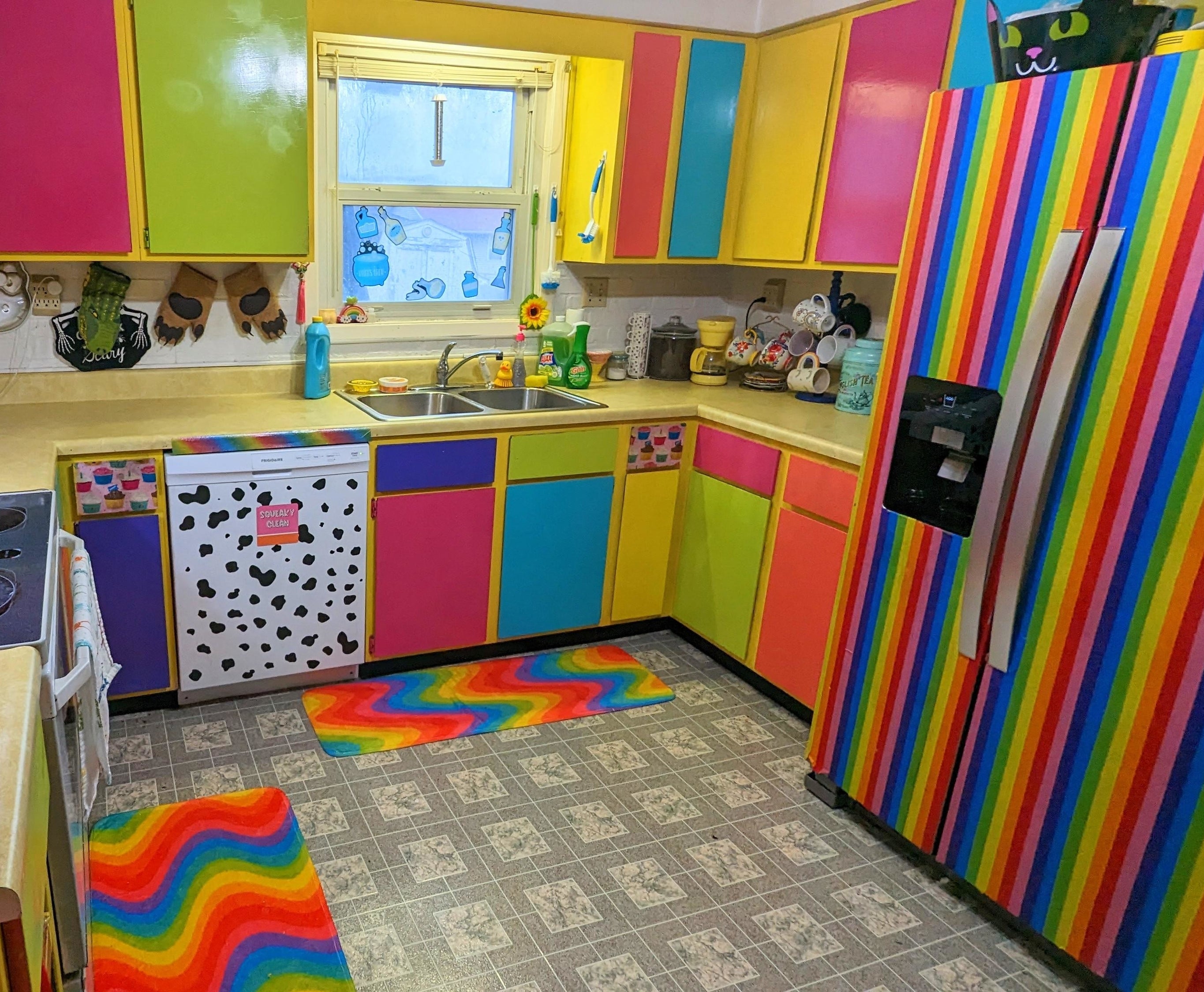 Rainbow patterns in a kitchen