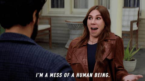 woman saying I&#x27;m a mess of a human being