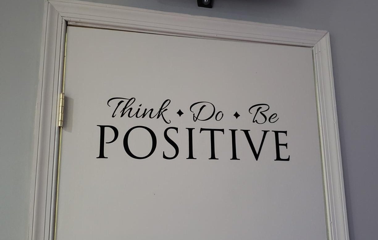 a reviewer photo of the decal on a white door
