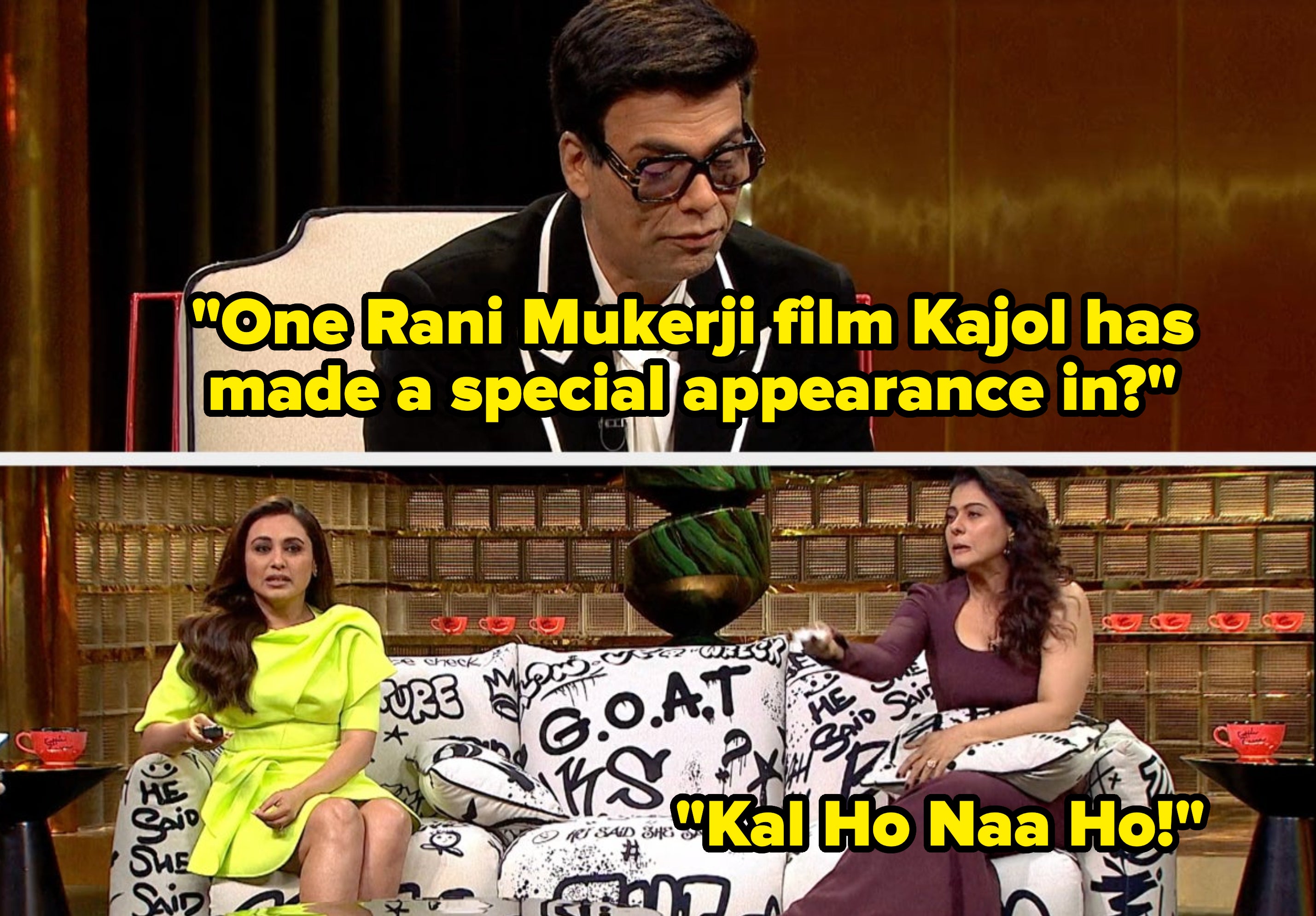 Karan Johar, Rani Mukerji and Kajol on Koffee With Karan