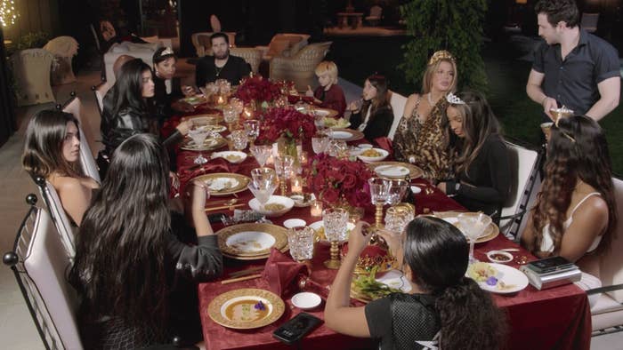 Close-up of Scott and the KarJenners around the table