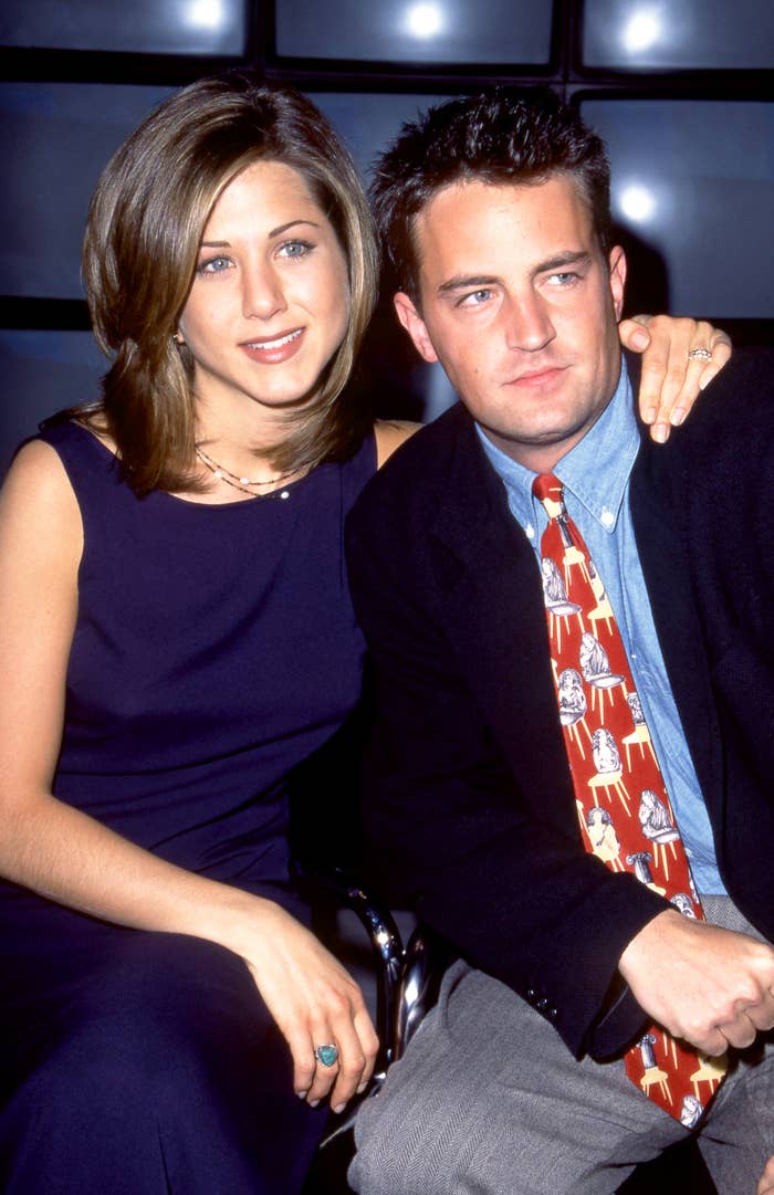 Close-up of a younger Jennifer and Matthew sitting together