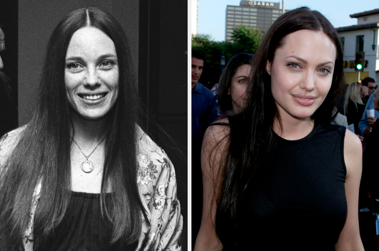 Side-by-side of Marcheline Bertrand and Angelina Jolie