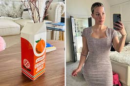 orange juice case and retro dress 