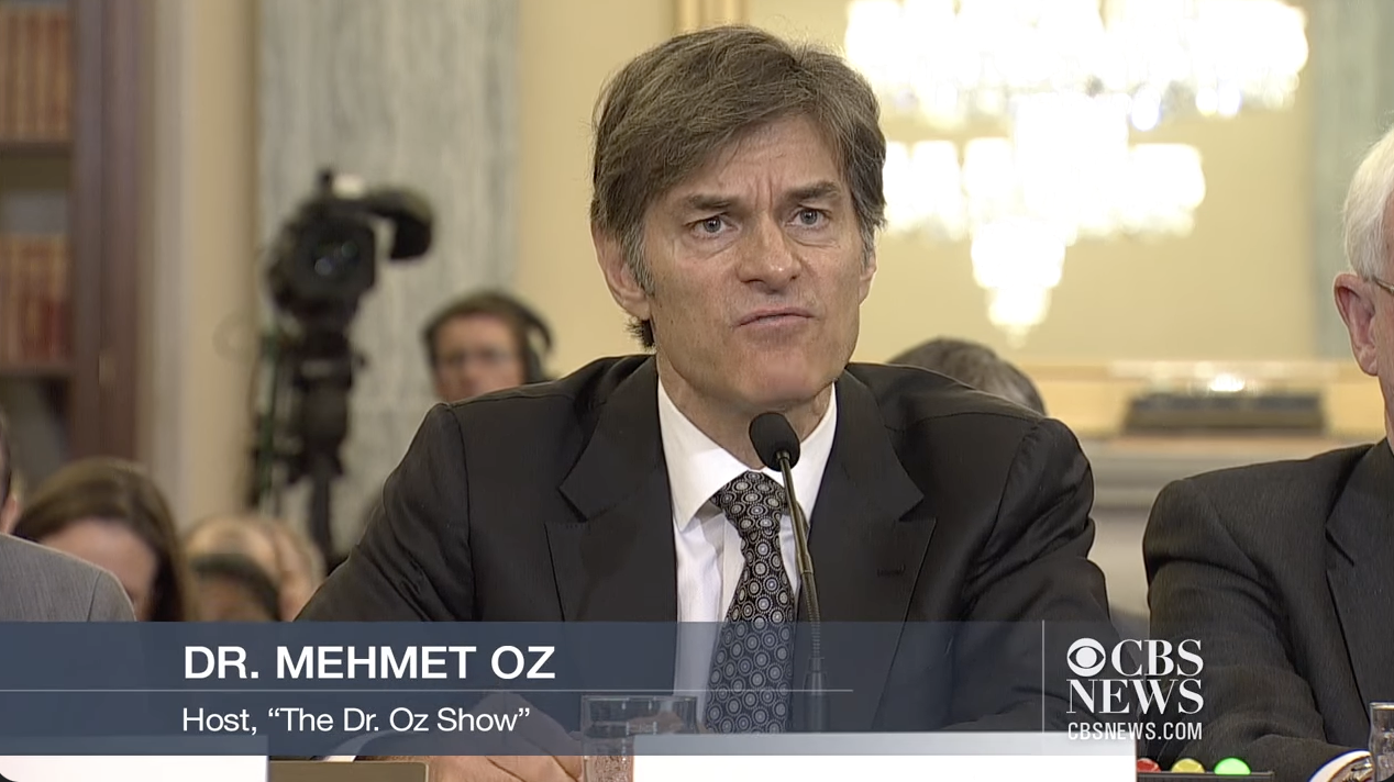 Dr Oz testifying before Congress in 2014