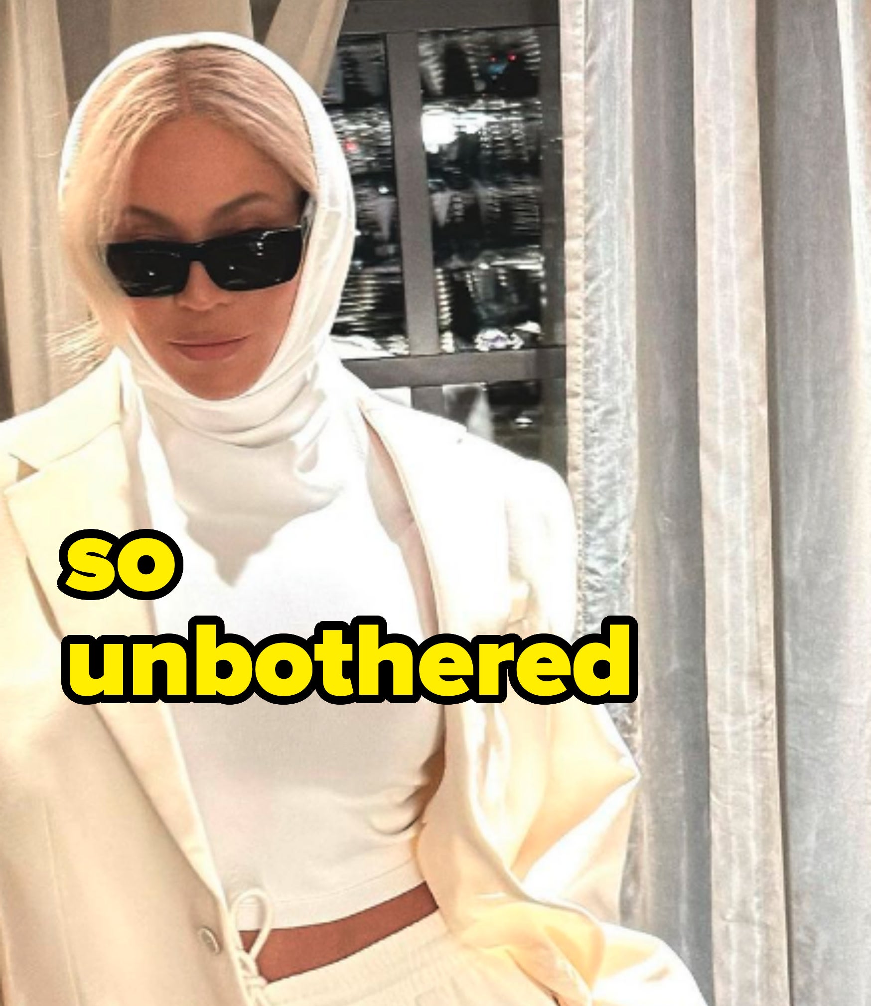 the words so unbothered put over her photo