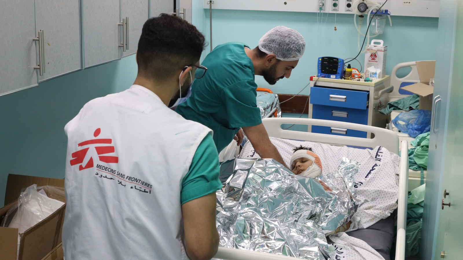 2023年10月19日に撮影されたガザ地区のアル・シファ病院で治療を受ける患者（Mohammad Masri/国境なき医師団）