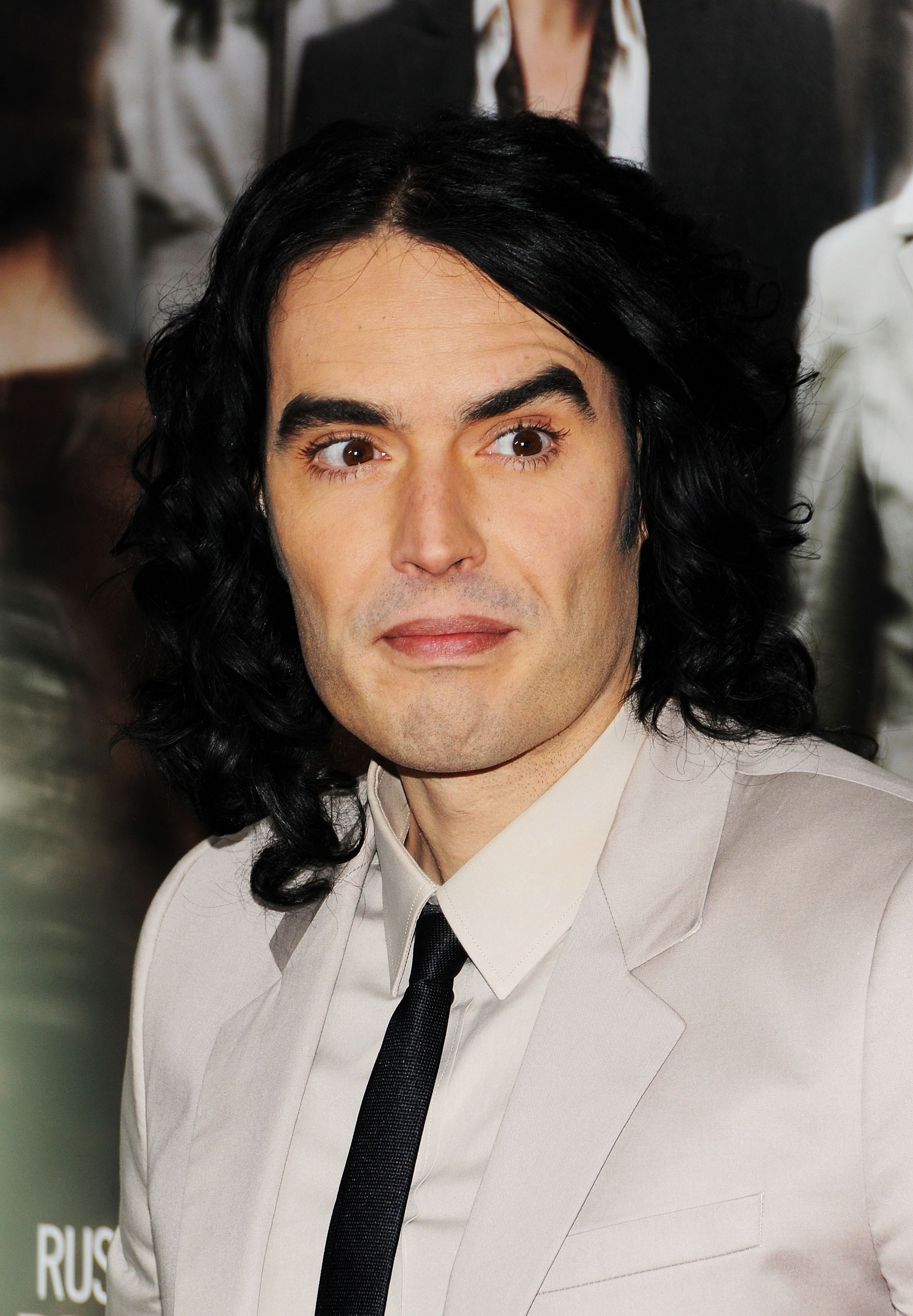 Closeup of Russell Brand without a beard
