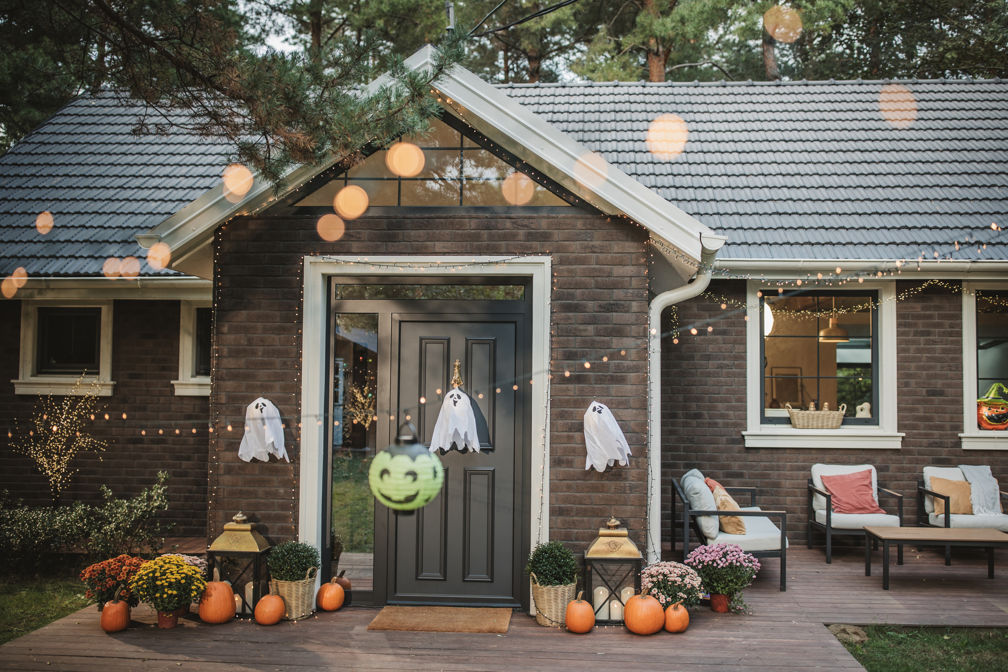 A house decorated for Halloween