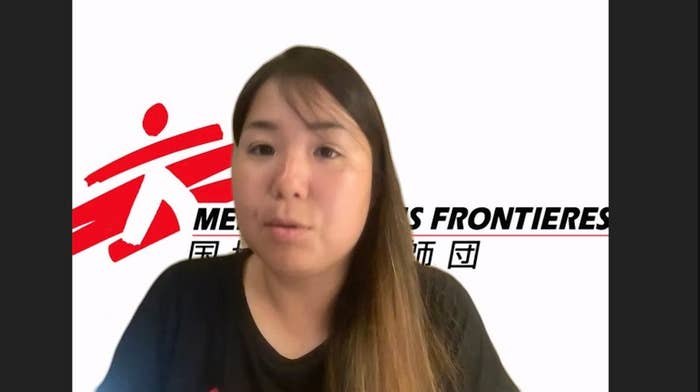 オンライン記者会見する白根麻衣子さん(2023年11月4日)