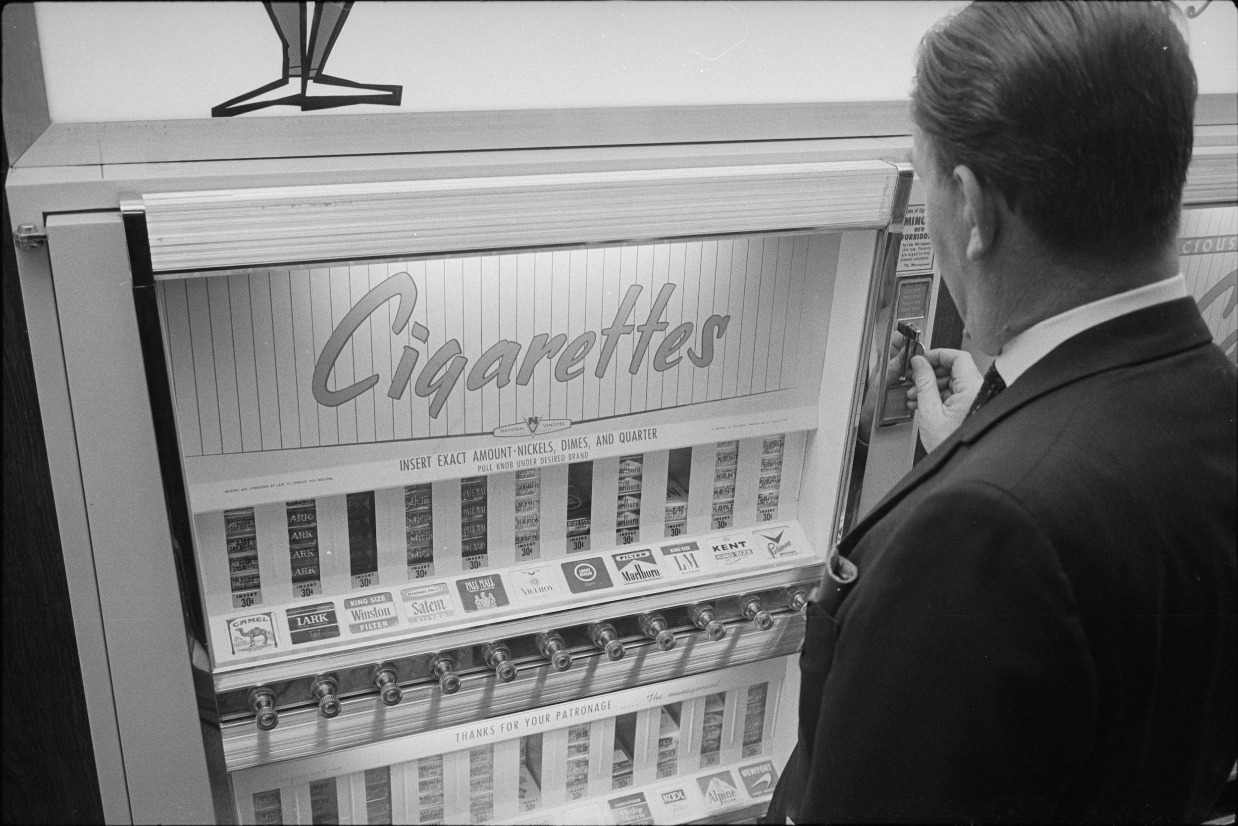 A cigarette vending machine