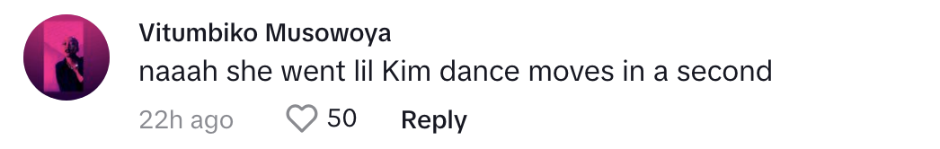 "naaah she went lil Kim dance moves in a second"