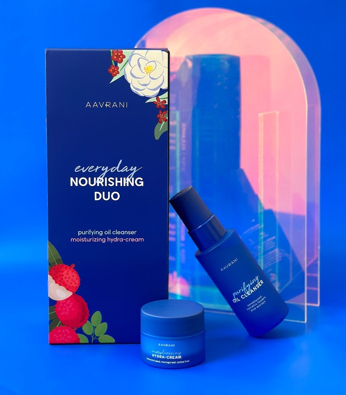 Aavrani Everyday Nourishing Duo set with an oil cleanser and hydra-cream