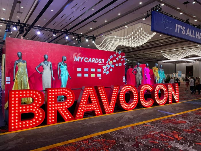 An illuminated sign that reads &quot;BravoCon&quot;