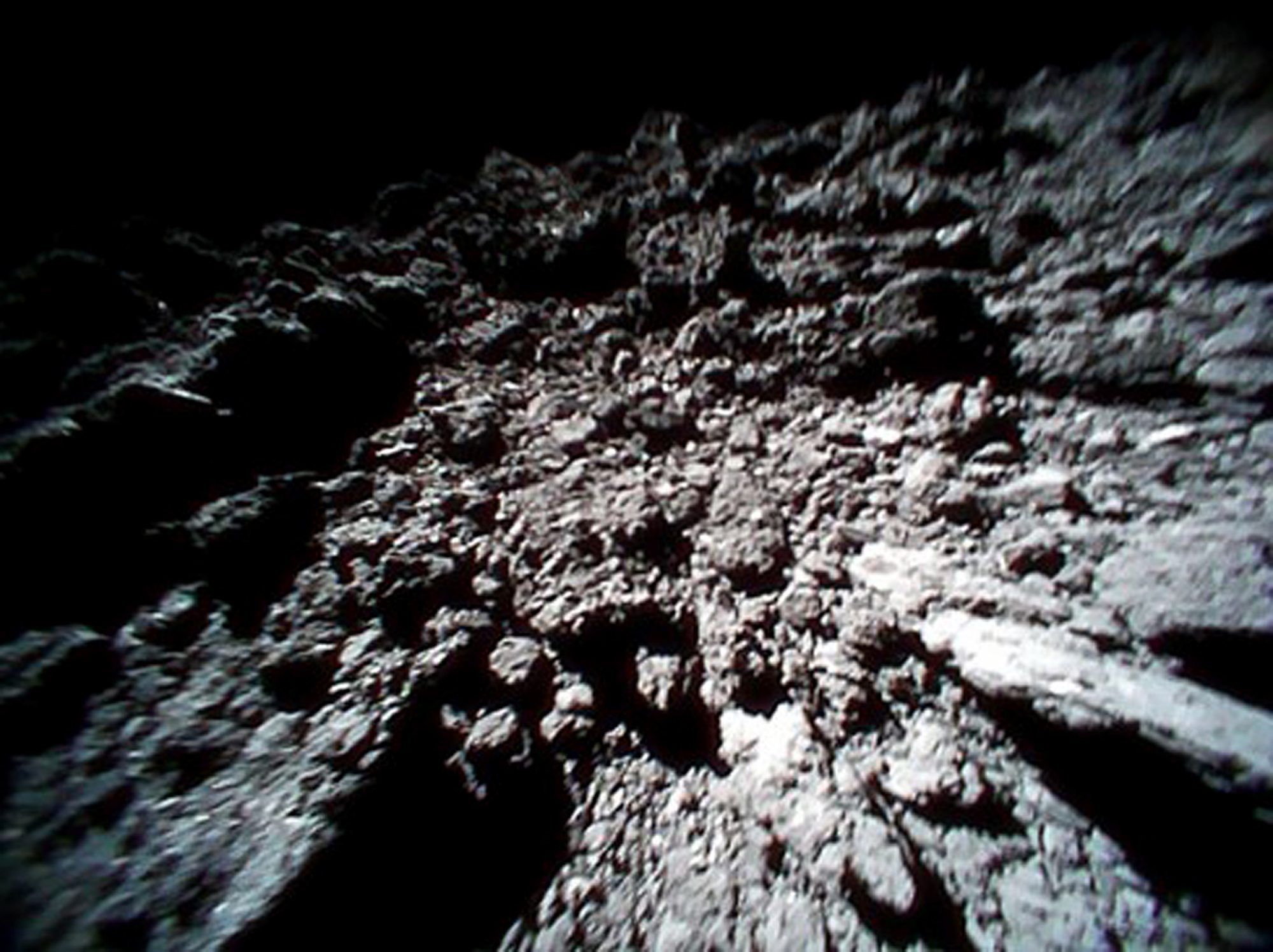 The rocky surface of an asteroid