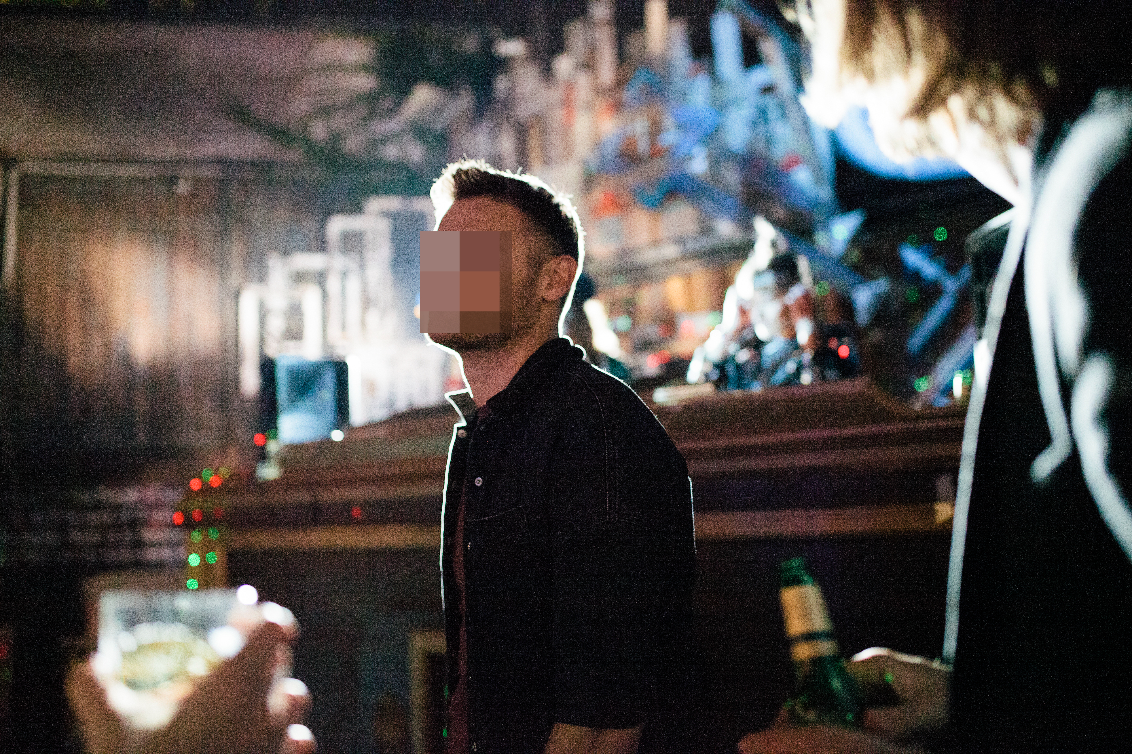 A man's face pixelated