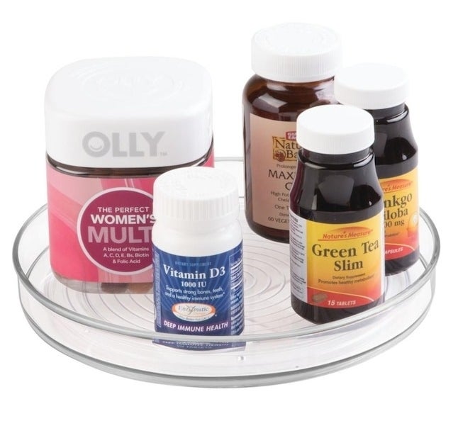 clear Lazy Susan with vitamins