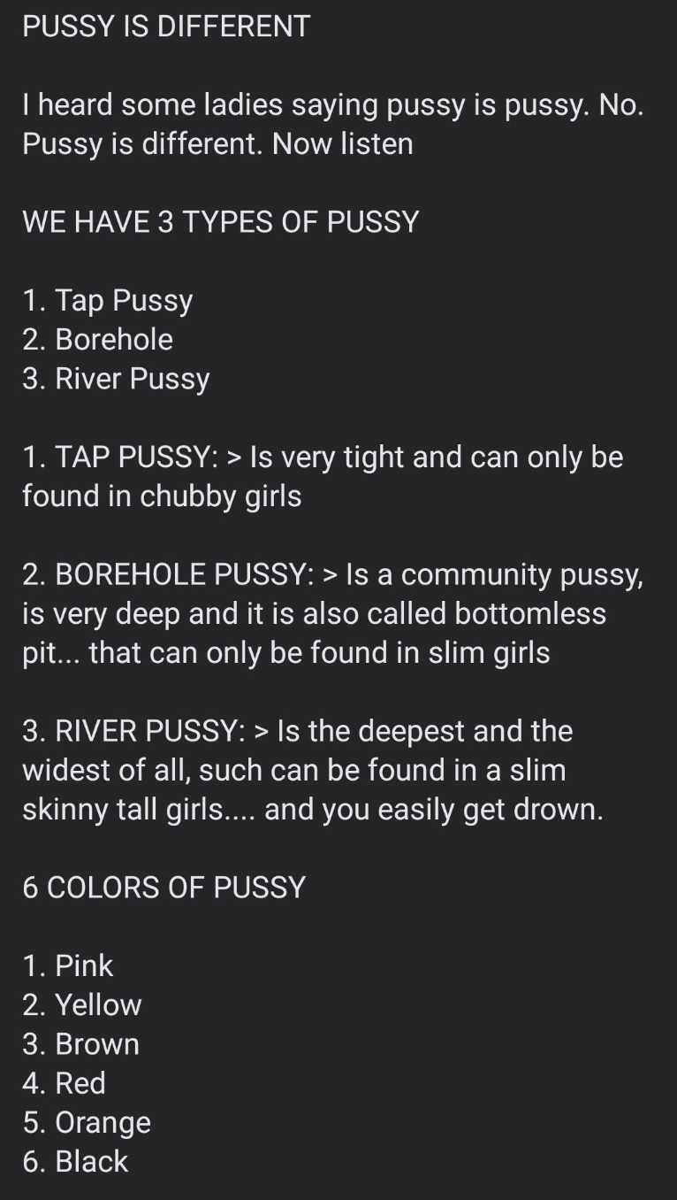 &quot;PUSSY IS DIFFERENT&quot;