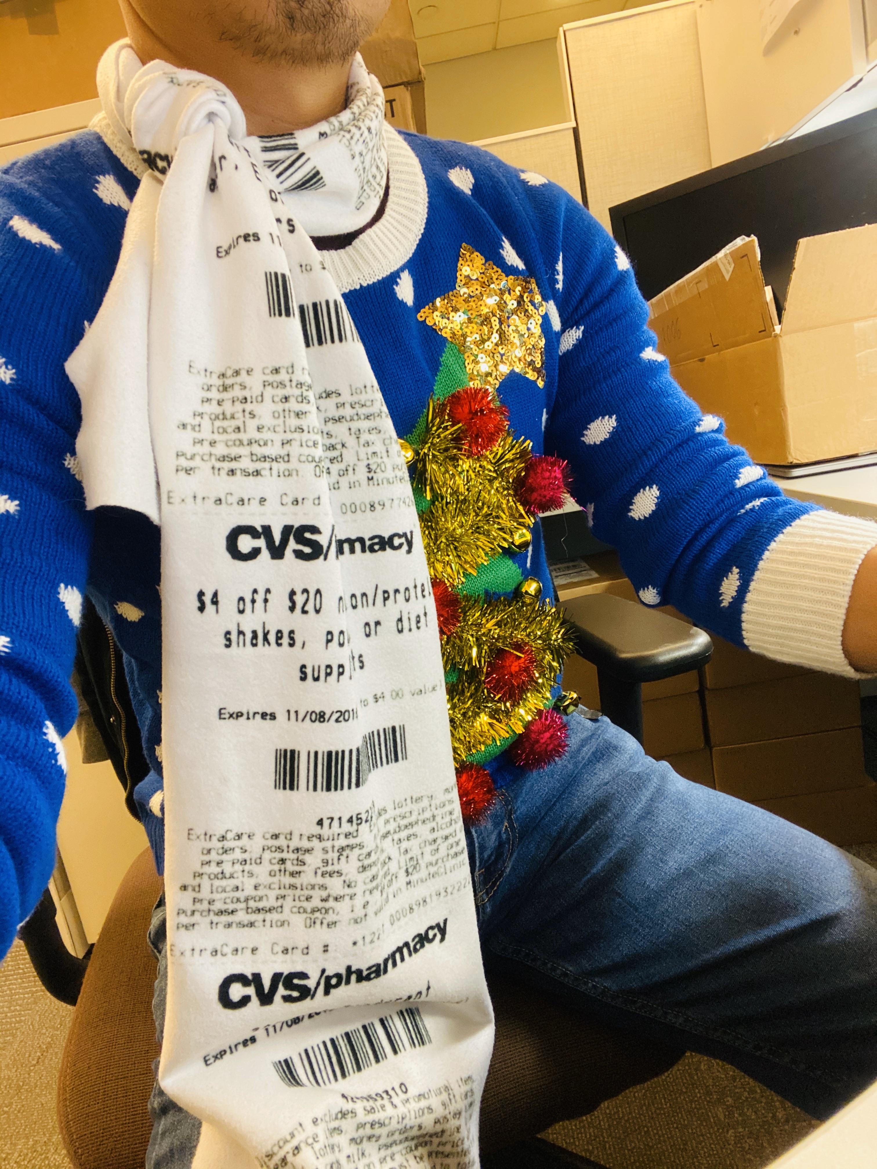 A CVS Pharmacy receipt scarf