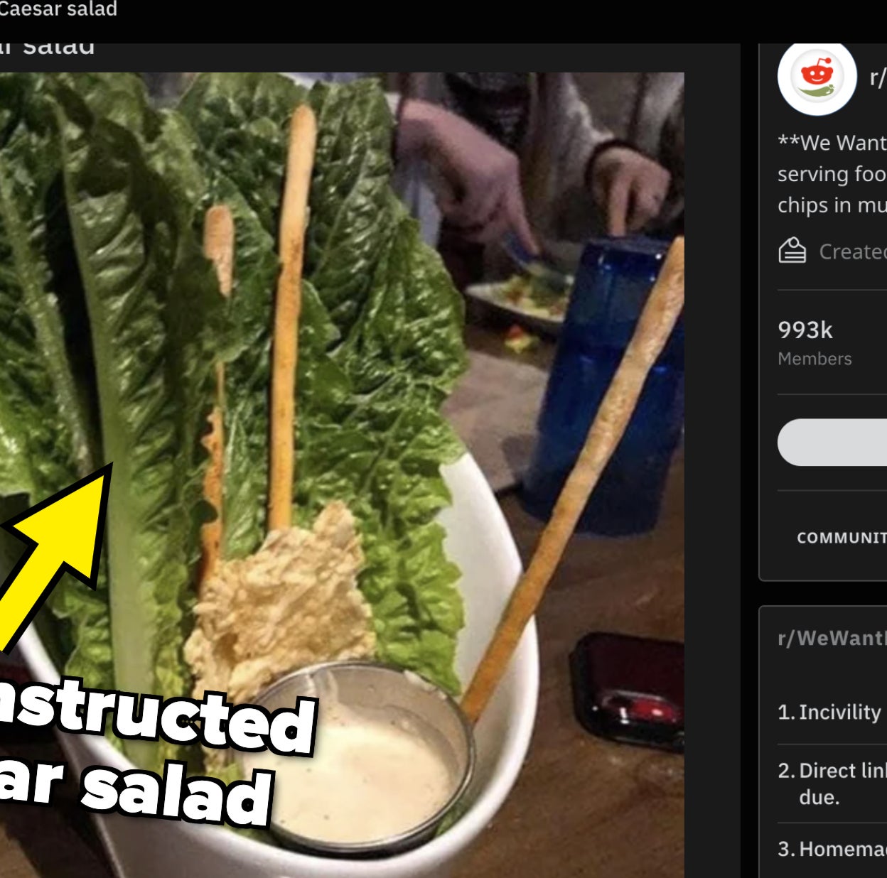 A deconstructed caesar salad is being shown