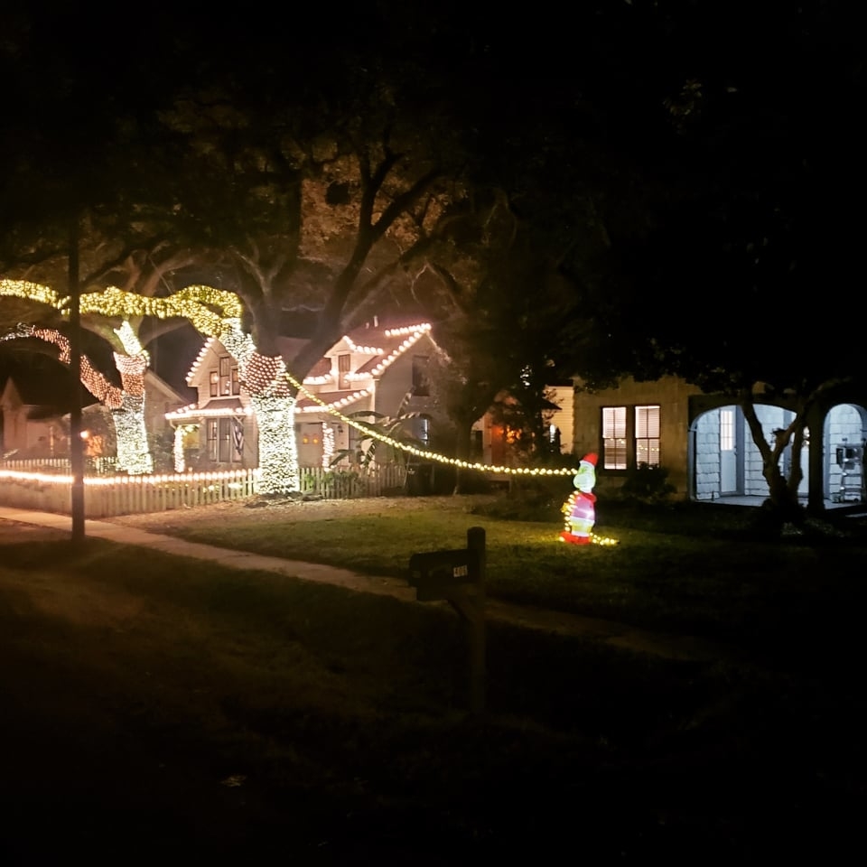 Yards decorated for Christmas