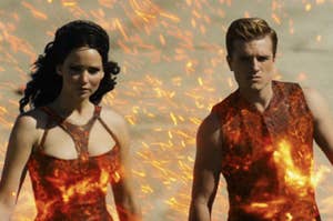 Katniss and Peeta on fire.