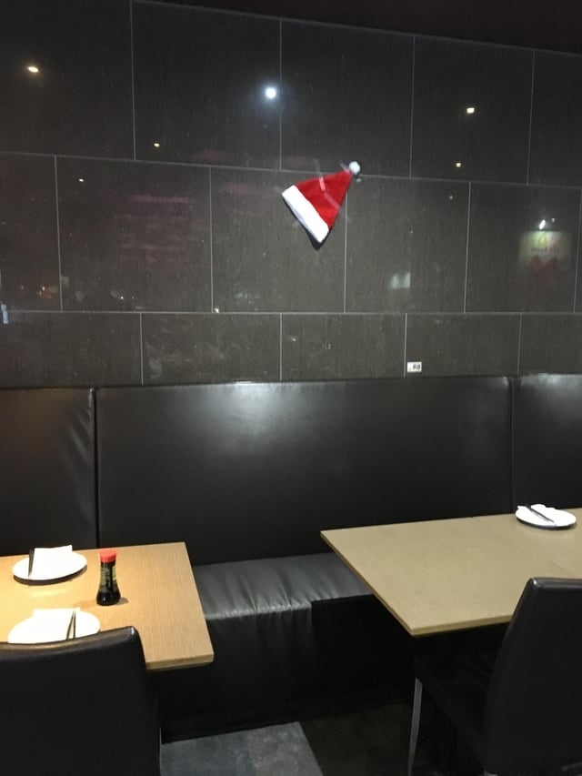 A Santa hat on the wall