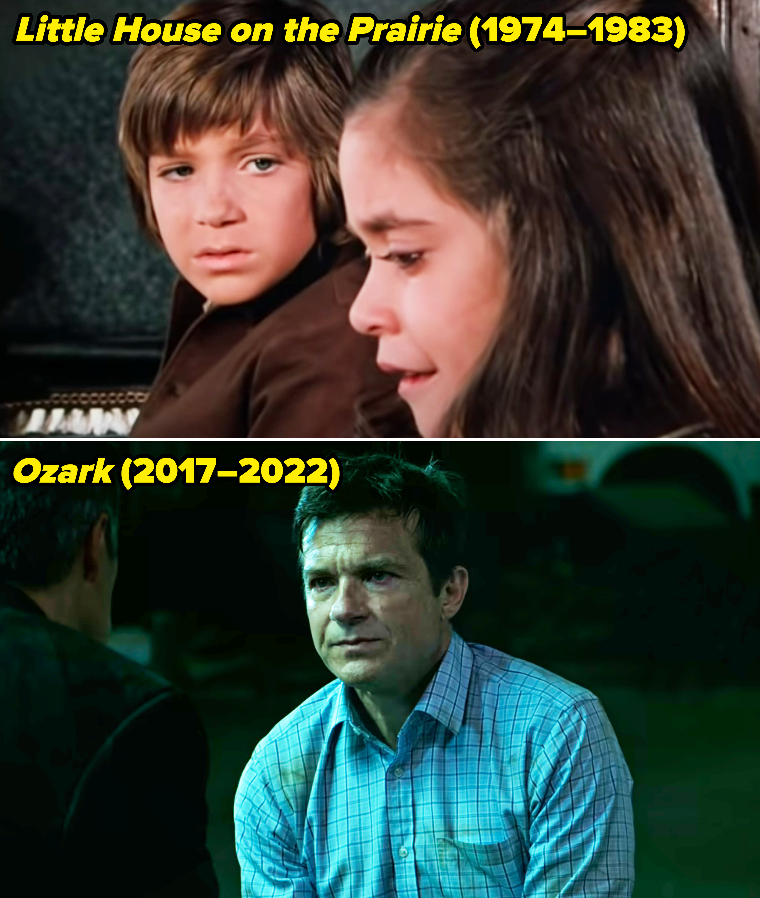 him acting as a child and then a closeup of him in ozark