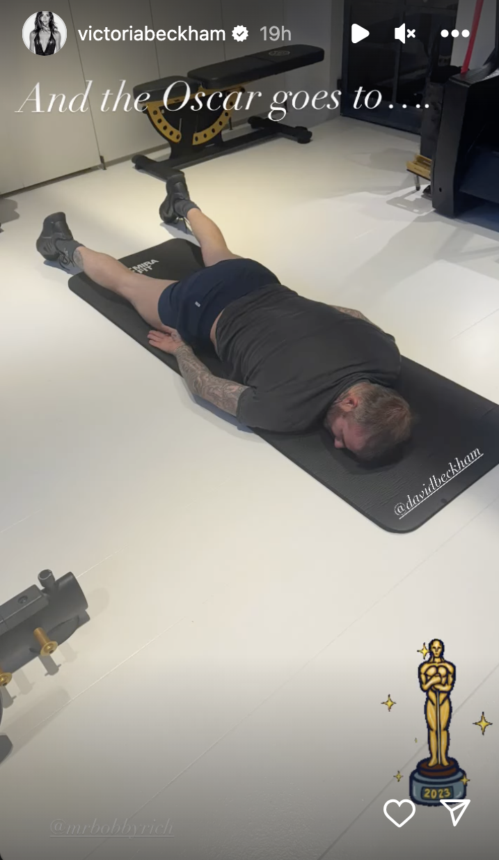 he&#x27;s lying face down on a workout mat