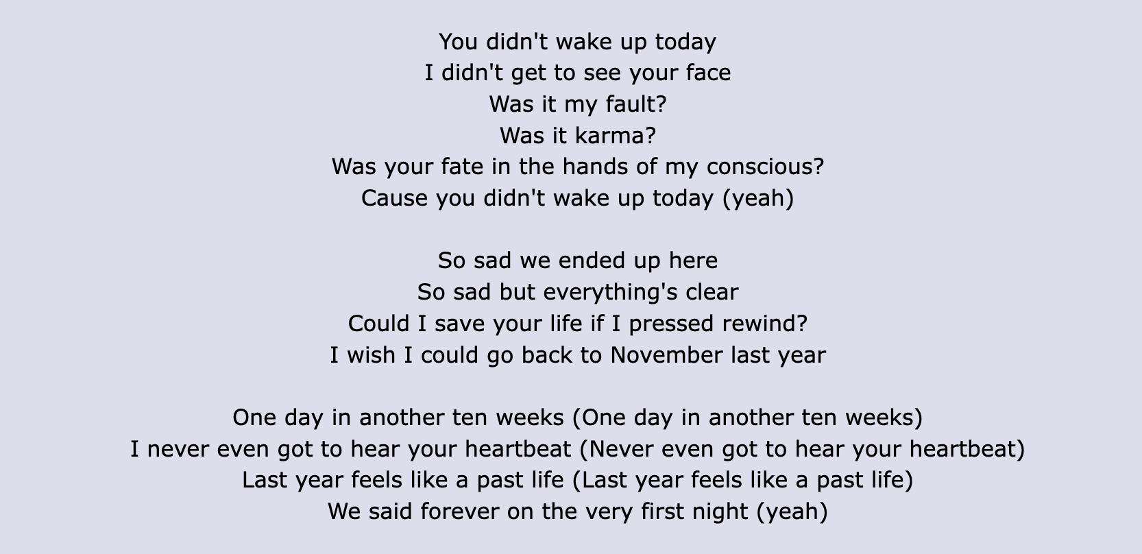 Screenshot of MGK lyrics