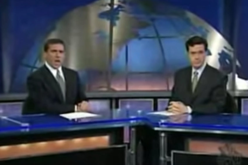 Steve Carell and Stephen Colbert on &quot;The Daily Show&quot;