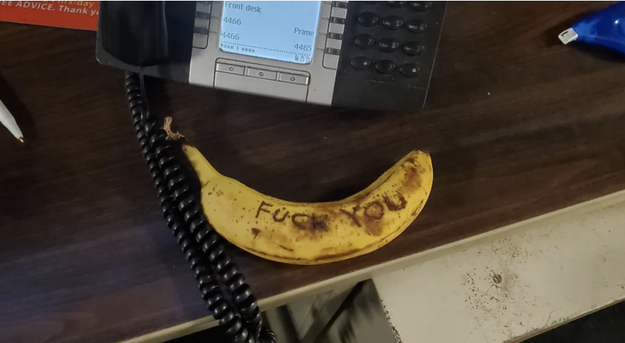 &quot;Fuck you&quot; written on a banana