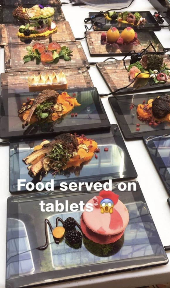 the food is served on electronic tablets