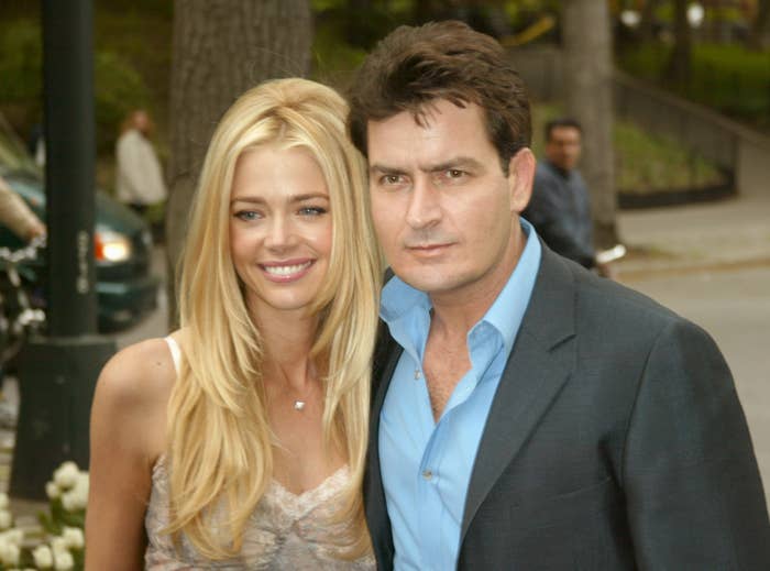 Closeup of Denise Richards and Charlie Sheen